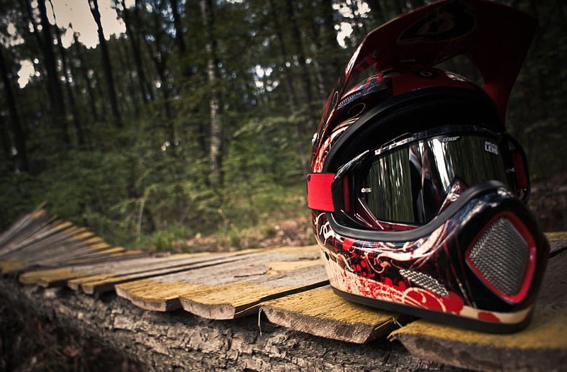 Motocross helmets feature sleek aerodynamic designs